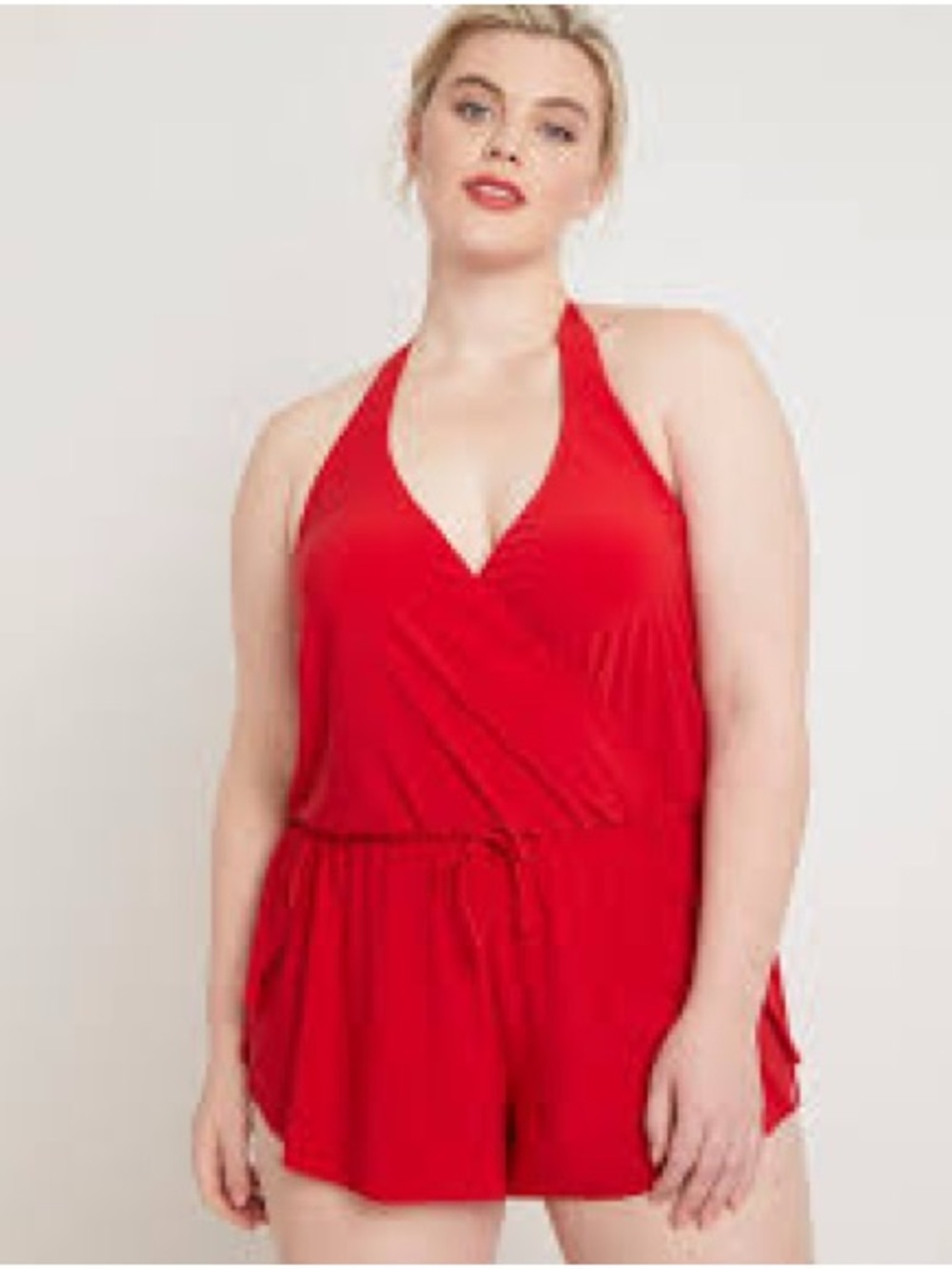 Eloquii Red Halter One-Piece Swim Romper. 18. NWT.